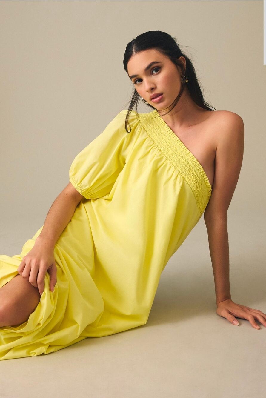 Maeve by Anthropologie One-Shoulder Maxi Dress. Size L. 100% Cotton. Ret $230